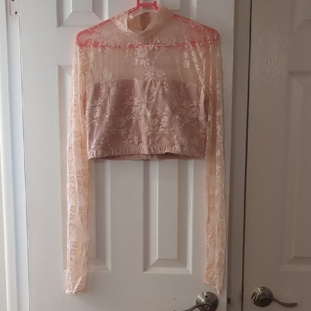 Elegant Lace Long Sleeve Top - Cream